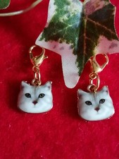 1 Paar Katzen Charms versch. Modelle Karabiner Emailliert Gold Schmuck Anhänger 