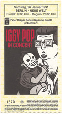 Iggy Pop   In Concert 1991 Berlin  Ticket / Konzertkarte / Eintrittskarte