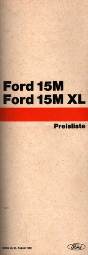 Prospekt preisliste ford - ford, 15m