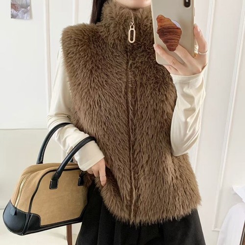 Damen kunstpelz weste cardigan - kunstpelz,