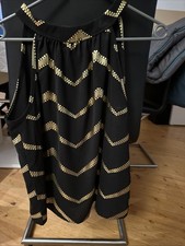 Bluse Trägershirt Top Schwarz Gold Damen Größe M eher S