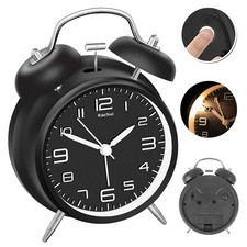 4 Zoll Doppelglockenwecker mit Nachtlicht Lauter Alarm Wecker Retro kein Ticken
