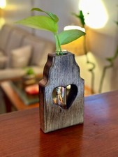 Pflanzenvermehrungsstation Ständer aus Holz mit Glas Reagenzglas Herz Design