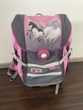 McNeill Schulranzen Mädchen Pferde rosa / grau