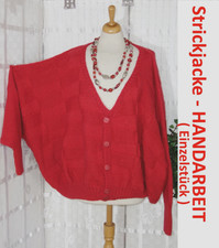 HANDARBEIT Einzelstück STRICKJACKE Oversize 54 56 58 ZINNOBER ROT tolle KNÖPFE