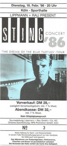 Sting concert 1986 - 1986, köln