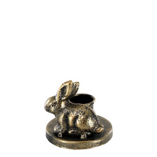 Chic Antique Kerzenständer mit Kaninchen Hase f Stabkerze Metall 7 cm Ostern