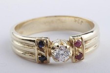 Ring Kristall Saphir Rubin 585