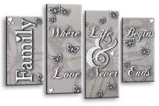 Familie Liebe Wandbild Silber