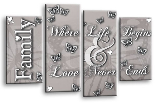 Familie wandbild grau creme - familie,