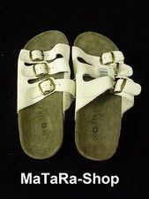 Air Fly Sandalen Hausschuhe Sandalletten Pantoletten Gr.36-41 LEDER Weiß