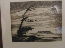 Ingwer Paulsen 1883-1943 Radierung stürmische Landschaft Nordfriesland