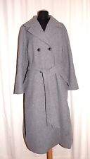 H&M langer Filzmantel Filz Mantel mit Reverskragen und Bindegürtel grau XL