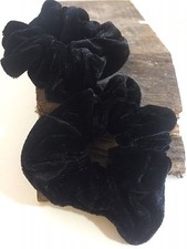 12 x Samt-Haargummi Scrunchie Haarrosette schwarz Durchmesser ca. 10,5 cm 