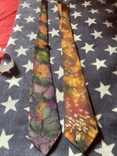 2 Seidenmalerei Krawatten Handarbeit 