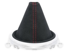 SCHALTMANSCHETTE FUR AUDI TT 8J 2006-2014 SCHALTSACK ALCANTARA SCHWARZ NAHT ROT