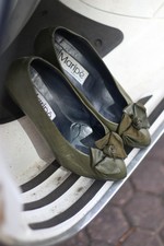 Maripé Vintage Leder Pumps Grün Slingbacks 80er Italien Retro Damen Gr. 36.5