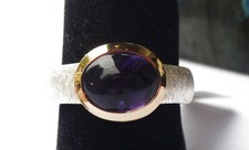 SCHMUCK-STCK RING 925 SILBER Amethyst hochglanzpoliert 18 57 Cabochon vergoldet