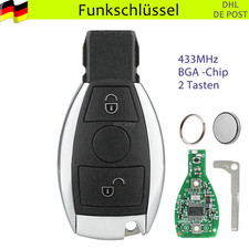 2 Tasten 433Mhz Funk Schlüssel Chrom für Mercedes Benz W169 W245 W203 W204 W210