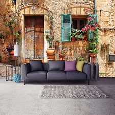 Vlies Fototapete Toskana Strasse Stadt Mauer Stein Blumen Gasse Wohnzimmer XXL 2