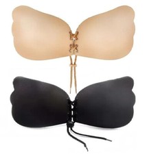 Silikon Klebe BH Push UP Bra trägerlos selbstklebend Rückenfrei Binde Cup Gr C ✅