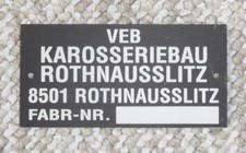 Typenschild NVA P3 Sachsenring