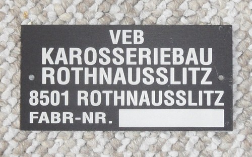 Typenschild nva sachsenring - p3,