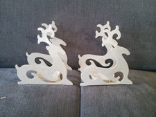 Partylite Teelichthalter Renntier Metall mit Glitzer Cremefarbend gebraucht 2St