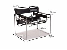 Knoll International Wassily Chair Leder Sessel Schwarz Stuhl Marcel Breuer