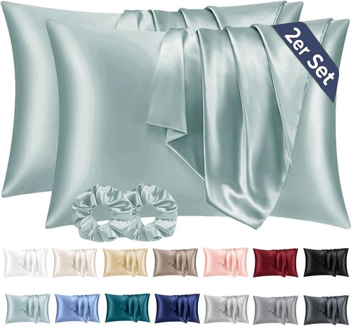Satin kissenbezug 50x80 grün - satin,
