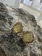 antik Vintage Style Ohrhänger Ohrringe grün Glas mit Perlen ähnlich Konplott