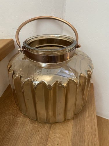 Glas windlicht laterne bronze - laterne,