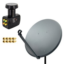 PremiumX SAT Anlage 100cm Satelliten Schüssel Aluminium Spiegel Antenne Quad LNB