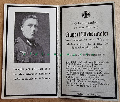 Sterbebild soldat orden i - sterbebild, ek
