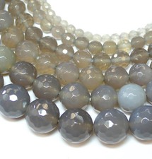 Achat Perle Kugel facettiert natur grau 2 - 16 mm, 1 Strang #1040 BACATUS