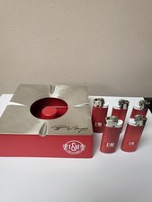 L+M Aschenbecher Kunststoff mit Metalldeckel Neu  + 5x LM Feuerzeug Bic 