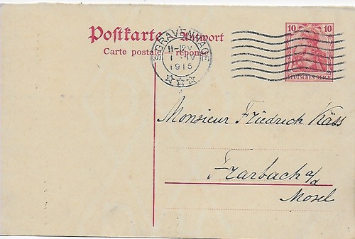 Antwortpostkarte 1915 - dr:,