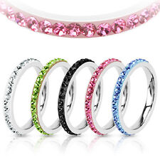 Edelstahl Ring Multi CZ Zirkonia dünn 2,5 mm Beisteckring Band elegant Damen