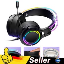 Gaming Headset mit RGB LED Mikrofon Noise Cancelling USB für PC Laptop Spiele