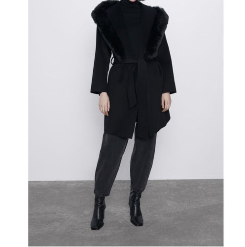 Zara mantel mit kunstfell - mit,