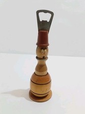 Lustiger Flaschenöffner mit Funktion Holz gedrechselt bemalt DDR #1