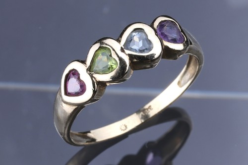 Goldring bunte herzen karat - 8,
