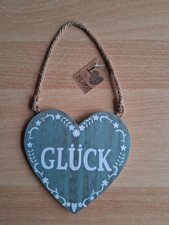 Holz Herz zum Hängen, Glück, 18cm, Nr. 524