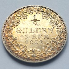 Hohenzollern-Sigmaringen, 1/2 Gulden 1852 A, AKS 21, J. 22 in vz/stgl