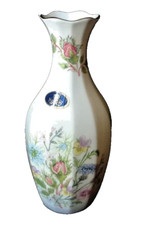 Aynsley Englisch Fine Bone China Wild Tudor edle Vase Tischvase Blumen Goldrand