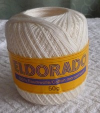 Handarbeit: ELDORADO Baumwoll-Garn " WEIß" 1 Knäuel ca. 50 gr mercerisiert