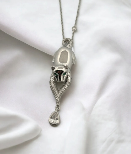 Silber panther anhänger - silber,