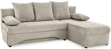 Ecksofa Cord Bettfunktion Bettkasten Schlaffunktion Eckcouch Schlafsofa Greige