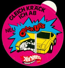 Werbe Aufkleber - Hot Wheels Crack Ups Heiße Räder Mattel - 7x7cm - Vintage 80er