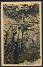 Ansichtskarte Butte, MT, Underground Drilling in Copper Mine, Bergbau 